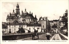 CPA Perigueux Le Pont des Barris et la Cathedrale St Front Voiture a ane Mule 