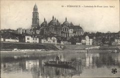 CPA Perigueux Cathedrale St Front Bateau Barque