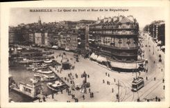 CPA Marseille le Quai du Port et rue de la Republique Tramway