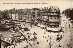 CPA Marseille le Quai du Port et rue de la Republique Tramway