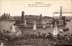 CPA Marseille Fort St Jean et la cathedrale 