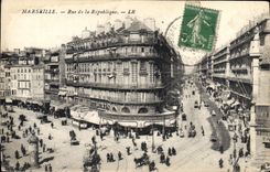 CPA Marseille Rue de la Republique Tramways
