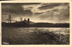 CPA Marseille coucher de Soleil sur l'Entree du vieux Port 