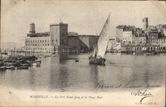 CPA Marseille le Fort Saint Jean et le vieux Port Bateau