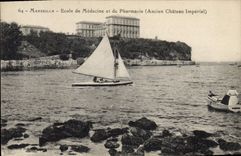 CPA Marseille Ecole de medecine et de pharmacie Ancien chateau Imperial Bateau 
