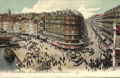 CPA Marseille le Quai du Port et la Rue de la Republique Tramway