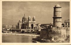 CPA Marseille Bouches du Rhone la cathedrale et le Fort St Jean 