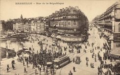 CPA Marseille Rue de la Republique Tramway  