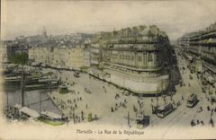 CPA Marseille la Rue de la Republique Tramway  