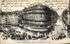 CPA Marseille Rue de la Republique Tramway  
