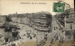 CPA Marseille Rue de la Republique Tramway  