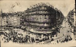 CPA Marseille Rue de la Republique Tramway  