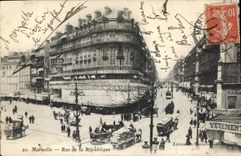 CPA Marseille Rue de la Republique Tramway  