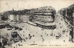 CPA Marseille Rue de la Republique Tramway  