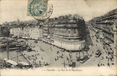 CPA Marseille la Rue de la Republique Tramway  