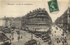 CPA Marseille la Rue de la Republique Tramway  