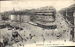 CPA Marseille Rue de la Republique Tramway  