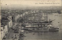 CPA Marseille Perspective du Quai du Port Bateaux