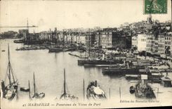 CPA Marseille Panorama du Vieux du Port Bateaux