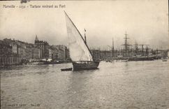 CPA Marseille tartane rentrant au Port Bateaux