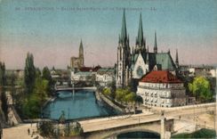 CPA Strasbourg Eglise Saint Paul et la Cathedrale 