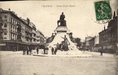 CPA Valence statue Emile Augier 