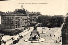 CPA Valence place de la Republique et Boulevard Bancel 