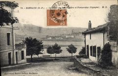 CPA Hendaye La Place du Derarcartere et Fontarabie(Espagne)