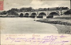 CPA Hendaye Pont international de chemin de fer Train