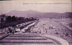 CPA Hendaye Plage Boulevard de la Plage et Fuenterrabia(Espagne)