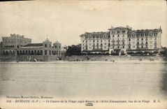CPA Hendaye Le Casino de la Plage (style Maure) et l'Hotel Eskualduna vus de la Plage