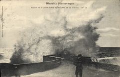 CPA Biarritz Pittoresque Vague du 4 aout 1905 au Rocher de la Vierge