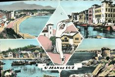 CPM Saint Jean de Luz Plage Maison de l'Infante Pelotari Ciboure et le Port Fort de Socoa peolote Ba
