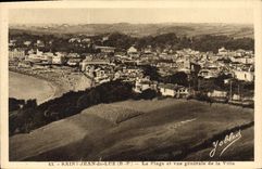 CPA Saint Jean de Luz La Plage et vue generale de la Ville