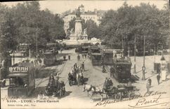 CPA Lyon Place Carnot Tramways