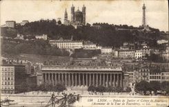 CPA Lyon Plais de justice et coteau de Fourviere(Ascenseur de la Tour de Fourviere)