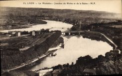 CPA Lyon La Mulatiere Jonction du Rhone et de la Saone