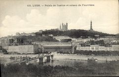 CPA Lyon Palais de justice et couteau de Fourviere