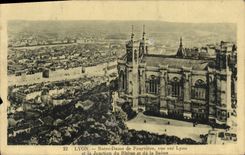 CPA Lyon Notre Dame de Fourviere vue sur Lyon et la Jonction du Rhone et de la Saone