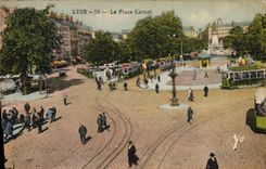 CPA Lyon La Place Carnot Tramway