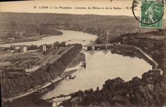 CPA Lyon La Mulatiere Jonction du Rhone et de la Saone