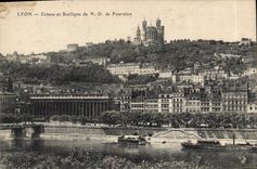 CPA Lyon Coteau et Basilique de N D de Fourviere