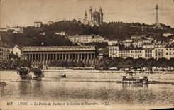 CPA Lyon Le Palais de Justice et le Coteau de Fourviere