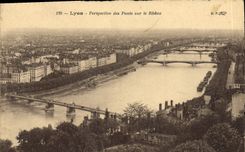 CPA Lyon Perspective des Ponts sur le Rhone