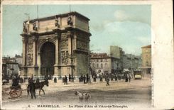 CPA Marseille La Place d'Aix et l'Aro de Triomphe