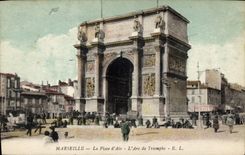 CPA Marseille La Place d'Aix L'Arc de Triomphe 