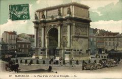 CPA Marseille La Place d'Aix et l'Arc de Triomphe 