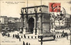CPA Marseille Arc de Triomphe de la Porte d'Aix Tramway