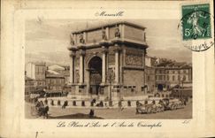 CPA Marseille La Place d'Aix et l'Arc de Triomphe 