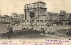 CPA Marseille La Place d'Aix et l'Arc de Triomphe 